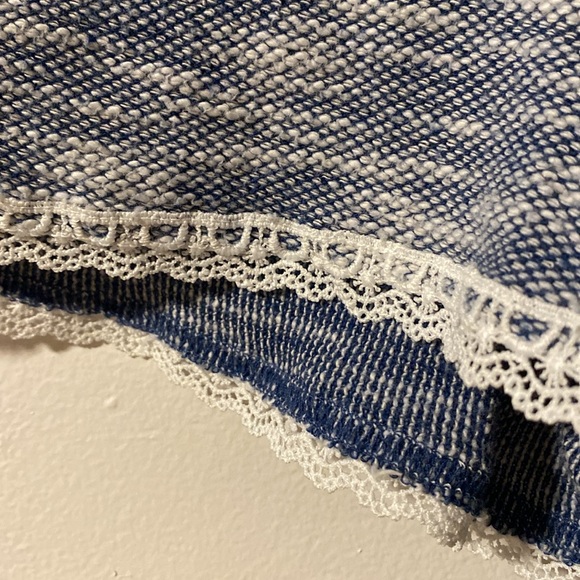 Blue with White Lace Trim Summer Shorts (M) - Picture 4 of 5